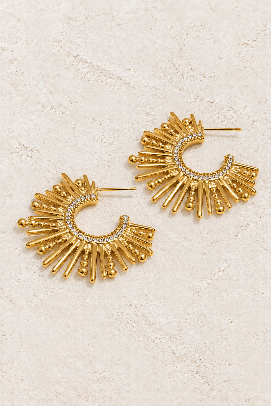 
                  
                    Gold Crystal Sunburst Hoop Earrings — hero
                  
                