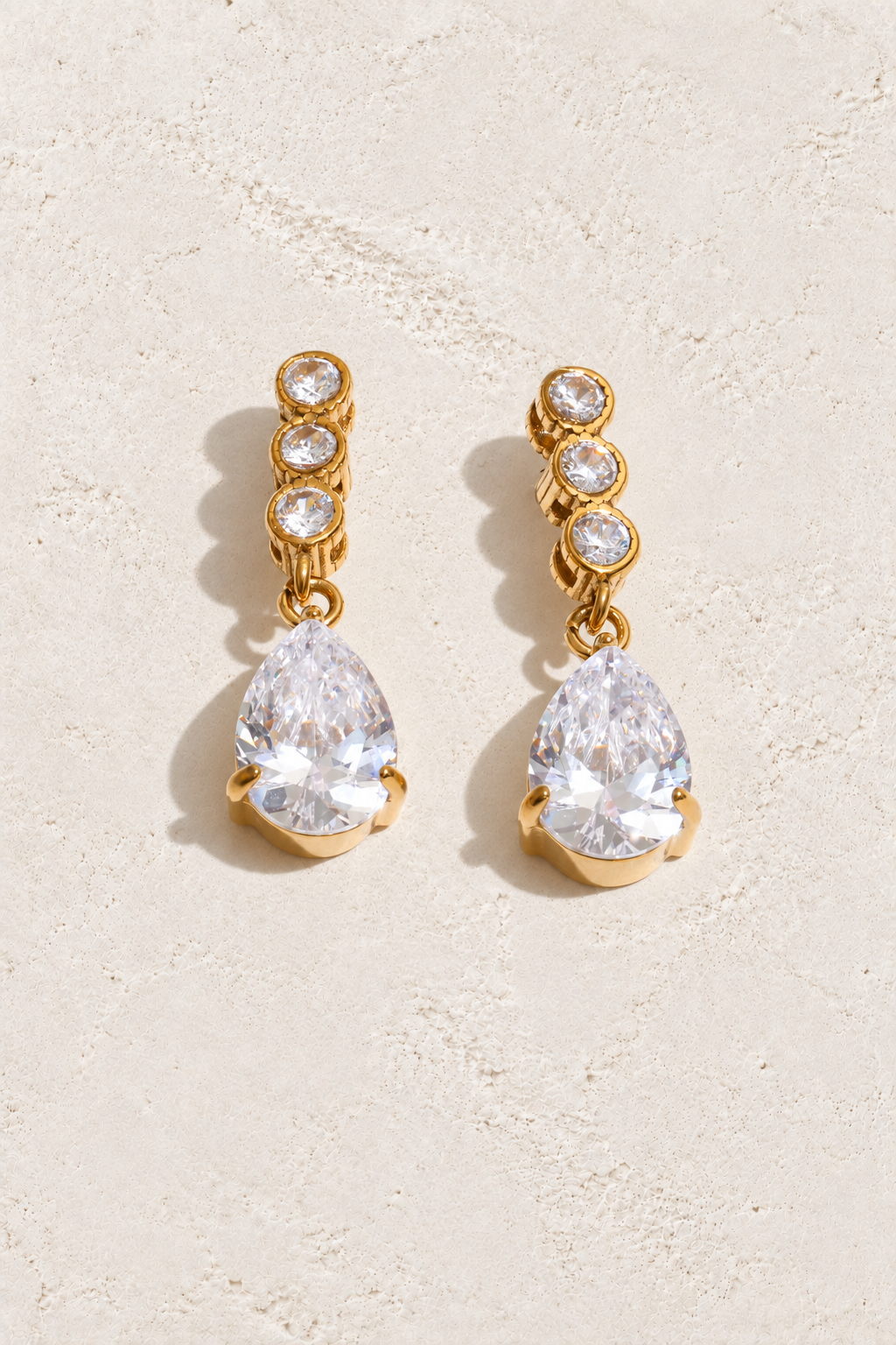 Gold Crystal Pear Drop Earrings — hero