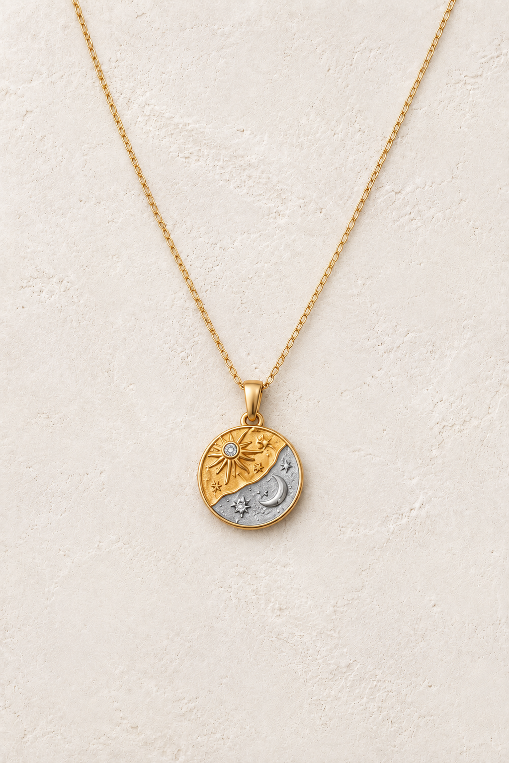 Luna Celestial Sun & Moon Necklace – Boho & Mala gold necklace