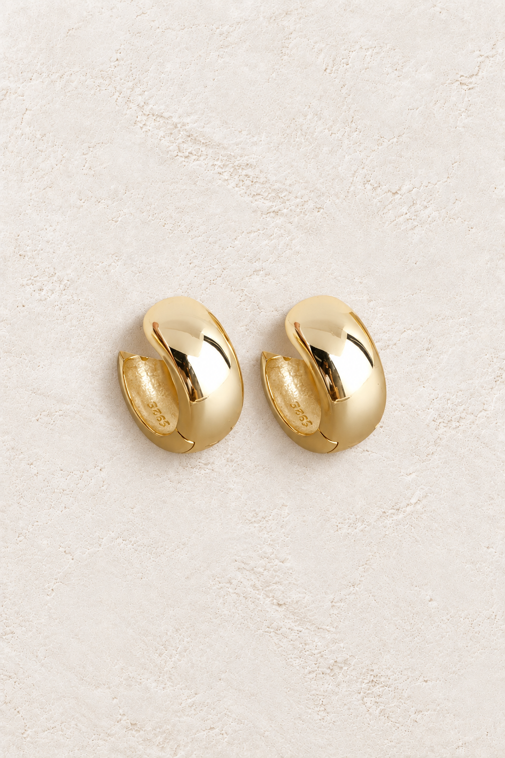 Gold Plated Sterling Silver Dainty Minimalist Hypoallergenic Hoop Earrings- Boho Jewellery For Wild Souls on warm ivory textured background