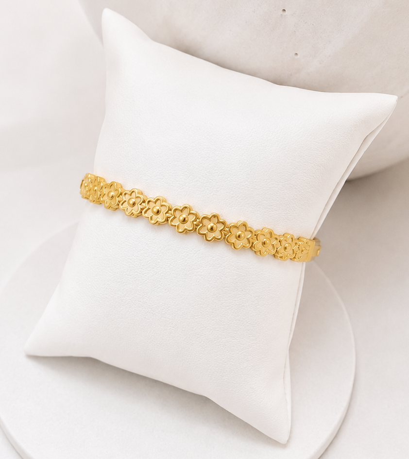 
                  
                    Golden Blossom Floral Link Gold Bracelet – waterproof gold bracelet by Boho & Mala
                  
                