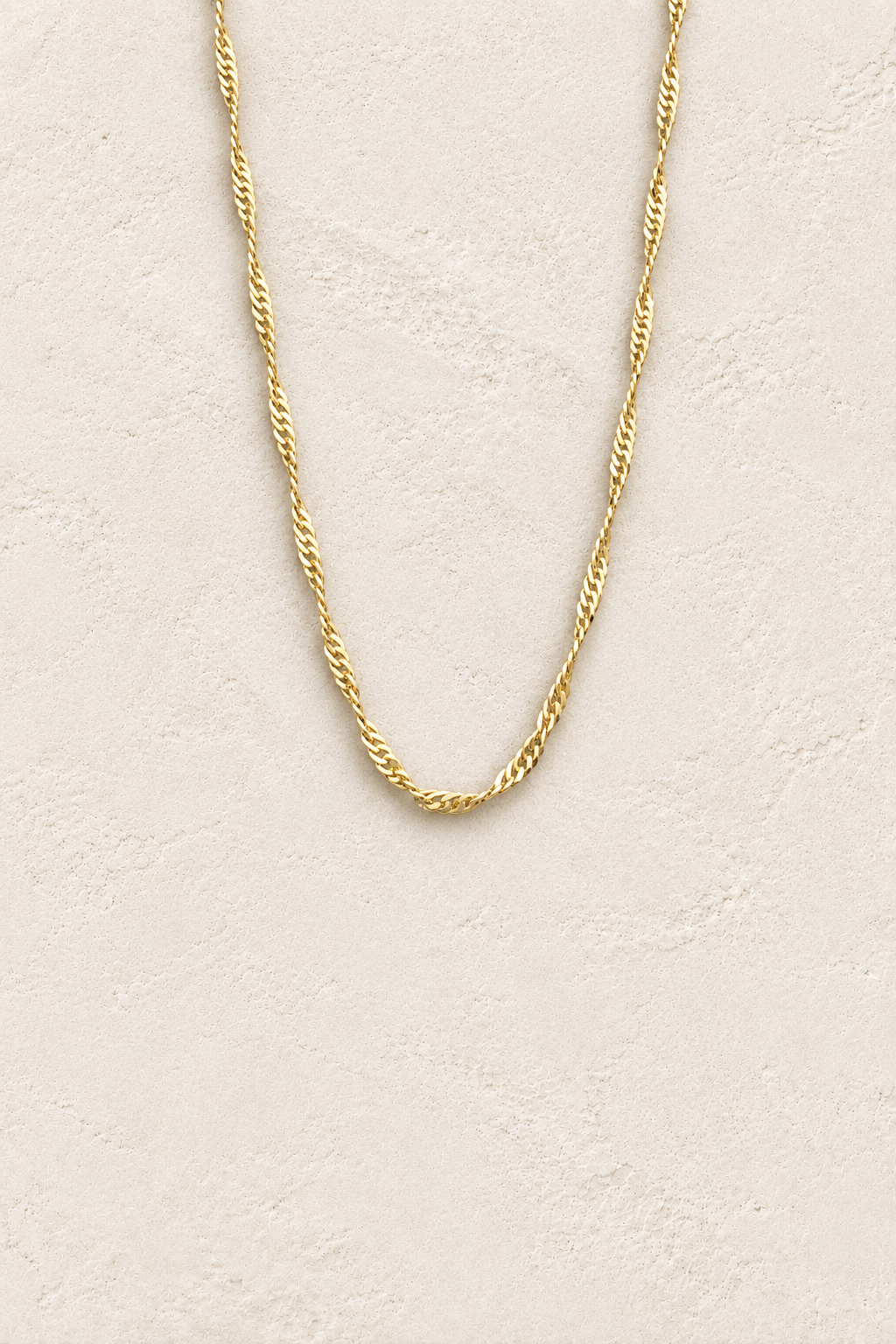 Gold Wrap Twist Necklace Chain on cream plaster – Boho & Mala jewellery
