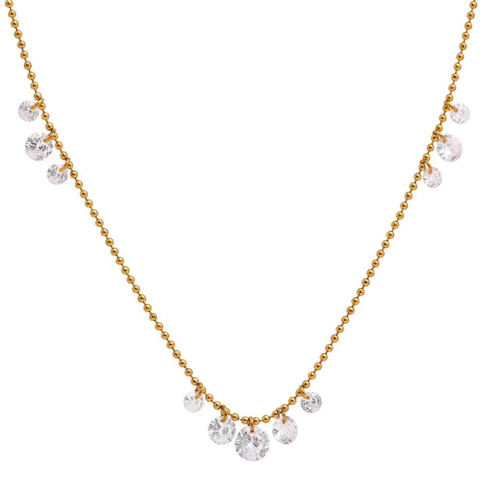 18K Gold Plated Necklace with cubic zirconia at Boho & Mala