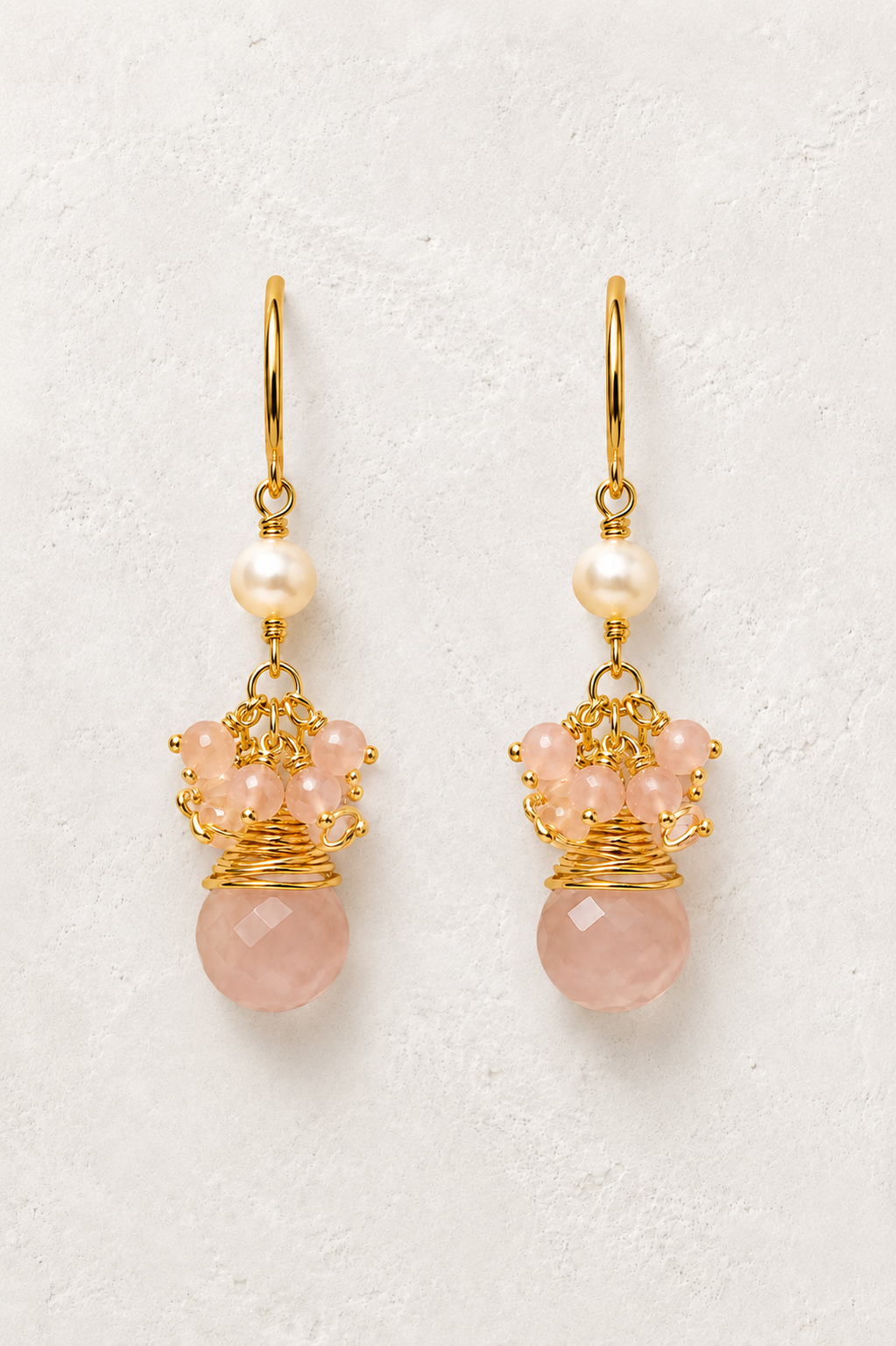 Maris Sunstone genuine gemstone and freshwater pearl earrings