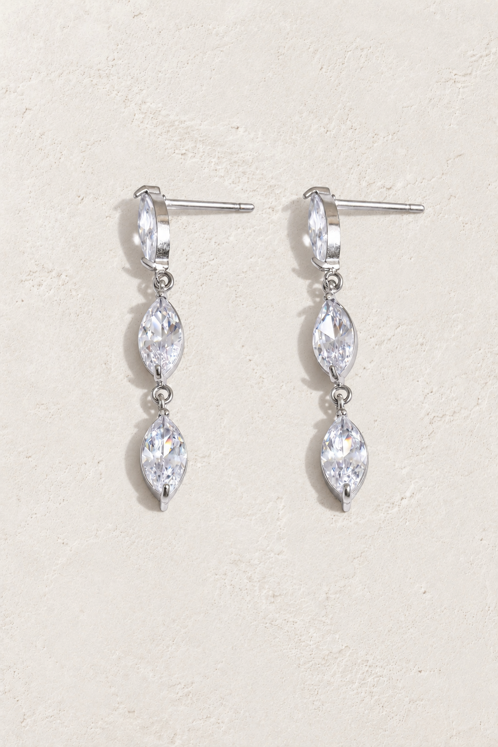 Silver Marquise Crystal Drop Earrings — hero