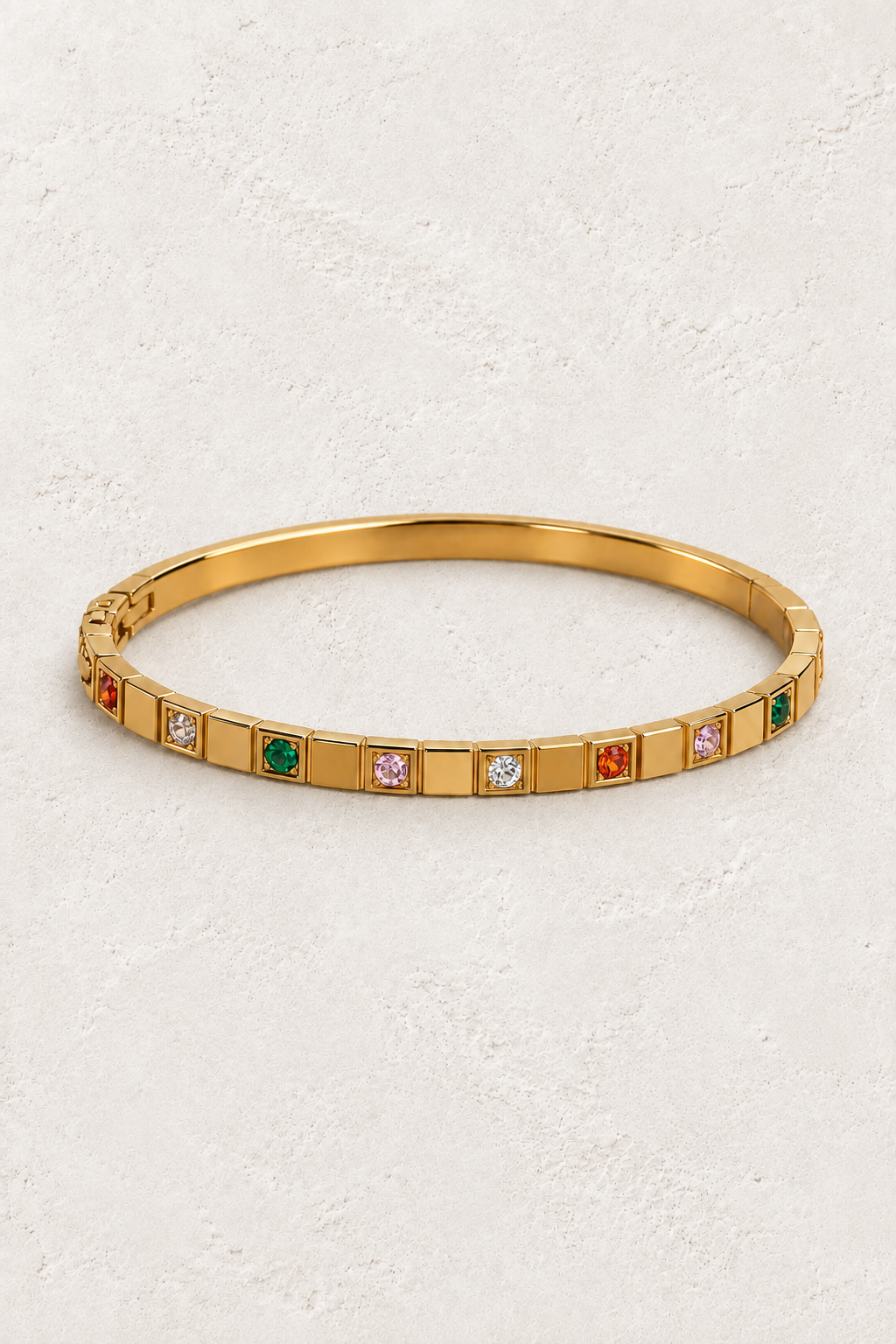 
                  
                    Mira Gold Multicolour Crystal Bangle — approved off-white background 2:3 cover
                  
                
