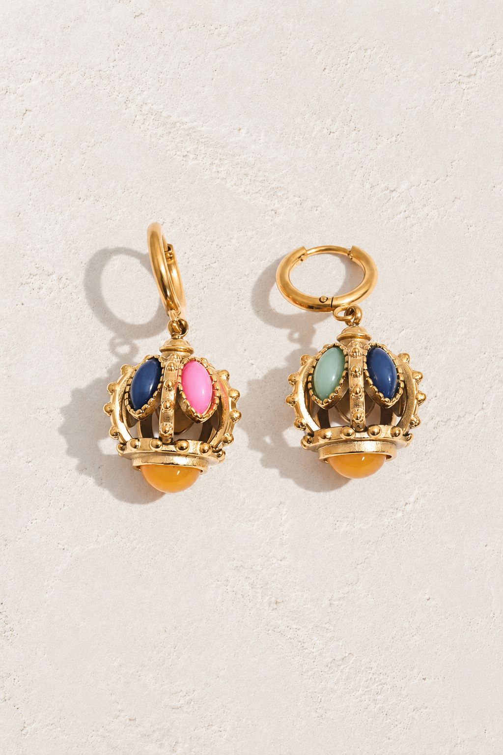 
                  
                    Multicolour Crown Drop Earrings — original Boho & Mala hero background
                  
                