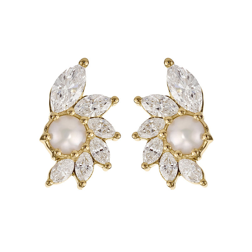 
                  
                    Pearl Crystal Leaf Stud Earrings original image
                  
                