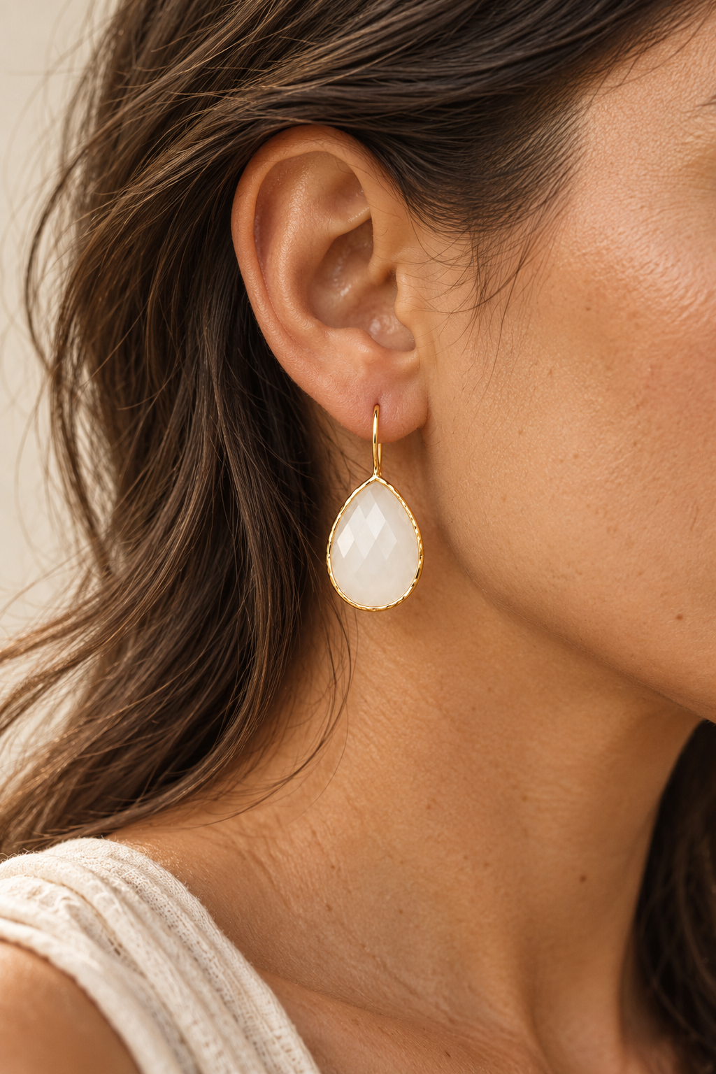 Model wearing Roseali Earrings