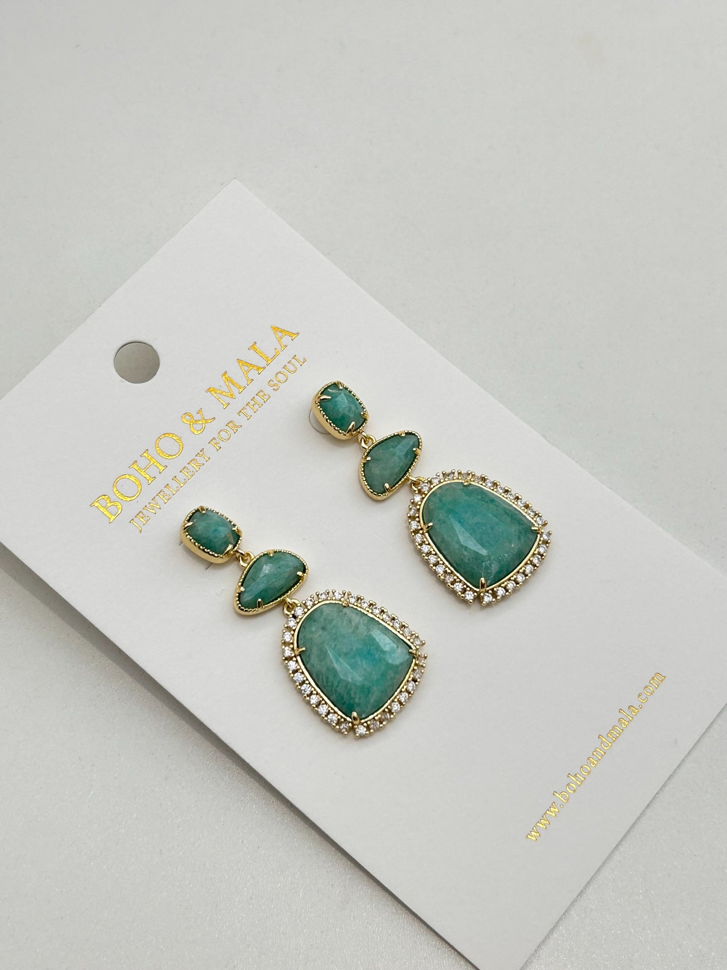 Samara Amazonite Crystal Halo Drop Earrings original product photo