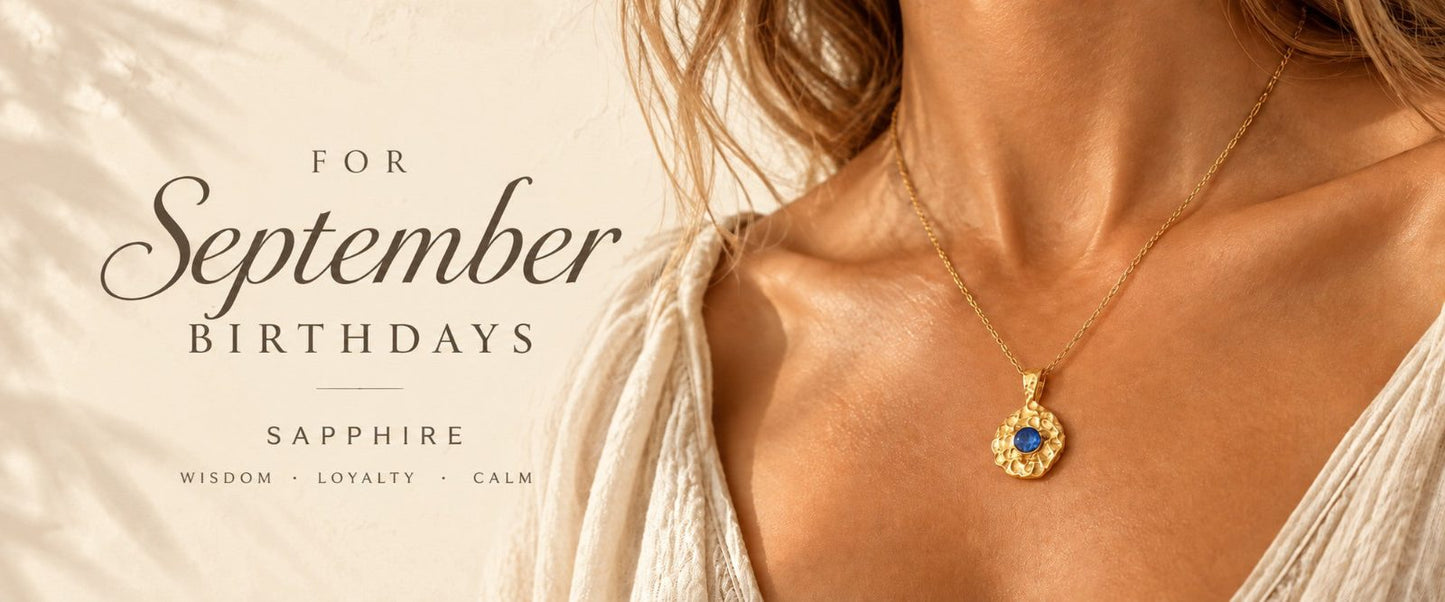 September birthdays sapphire necklace banner for desktop