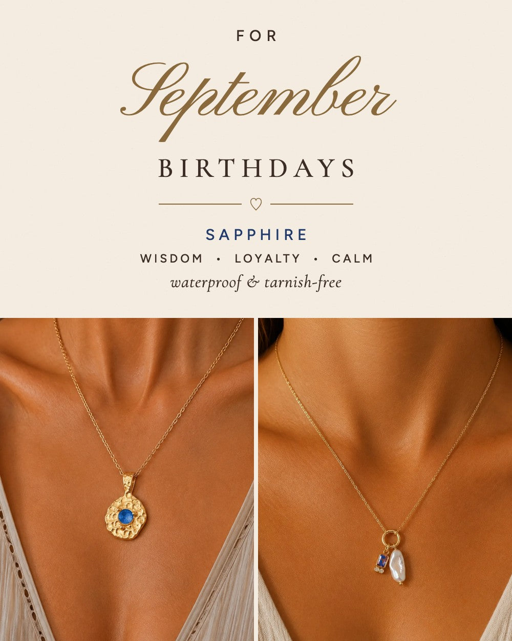 September birthstone jewellery – sapphire blue