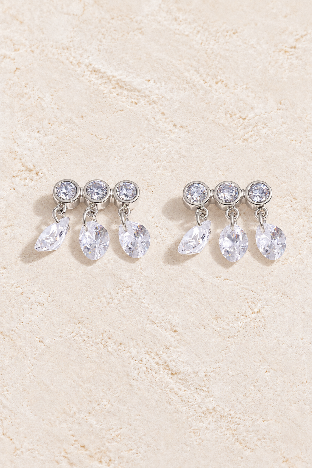 Silver Crystal Fringe Stud Earrings — hero