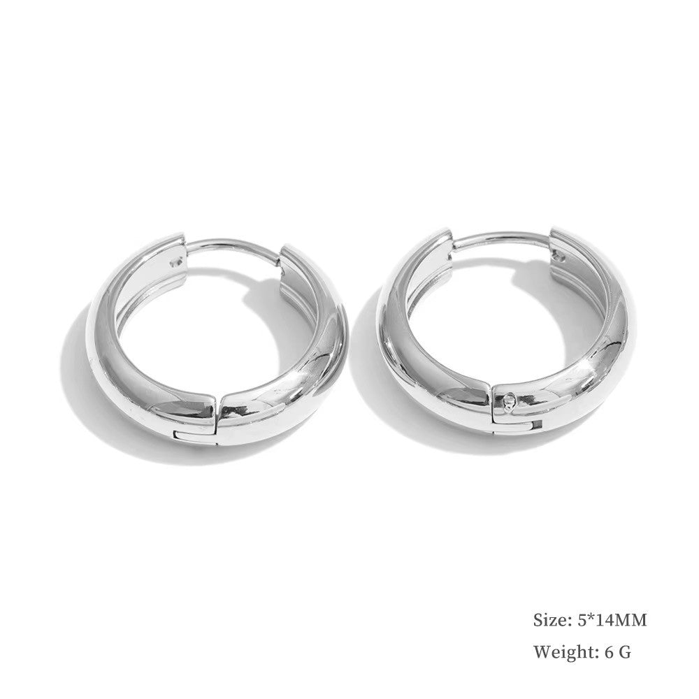 
                  
                    Silver chunky 5mm hoop earrings 14mm
                  
                