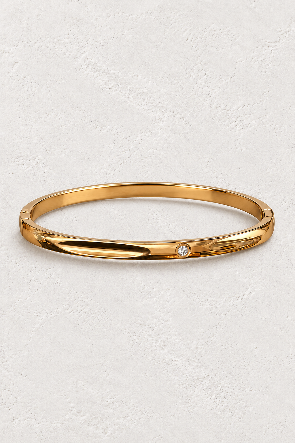 
                  
                    Sola Gold Solitaire Bangle — approved off-white background 2:3 cover
                  
                
