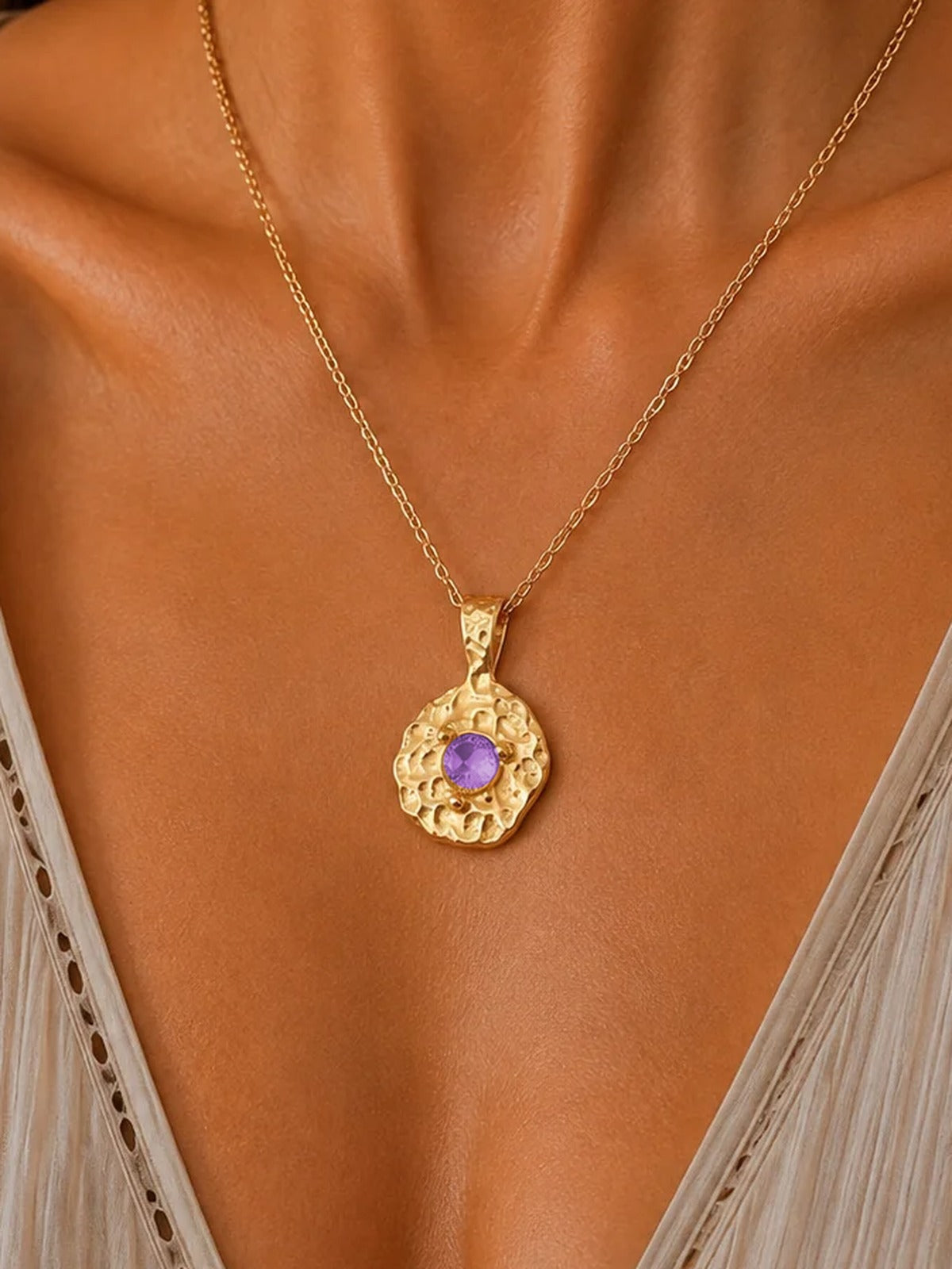 
                  
                    Solara February Birthstone Necklace – Amethyst Purple Waterproof & Tarnish-Free
                  
                