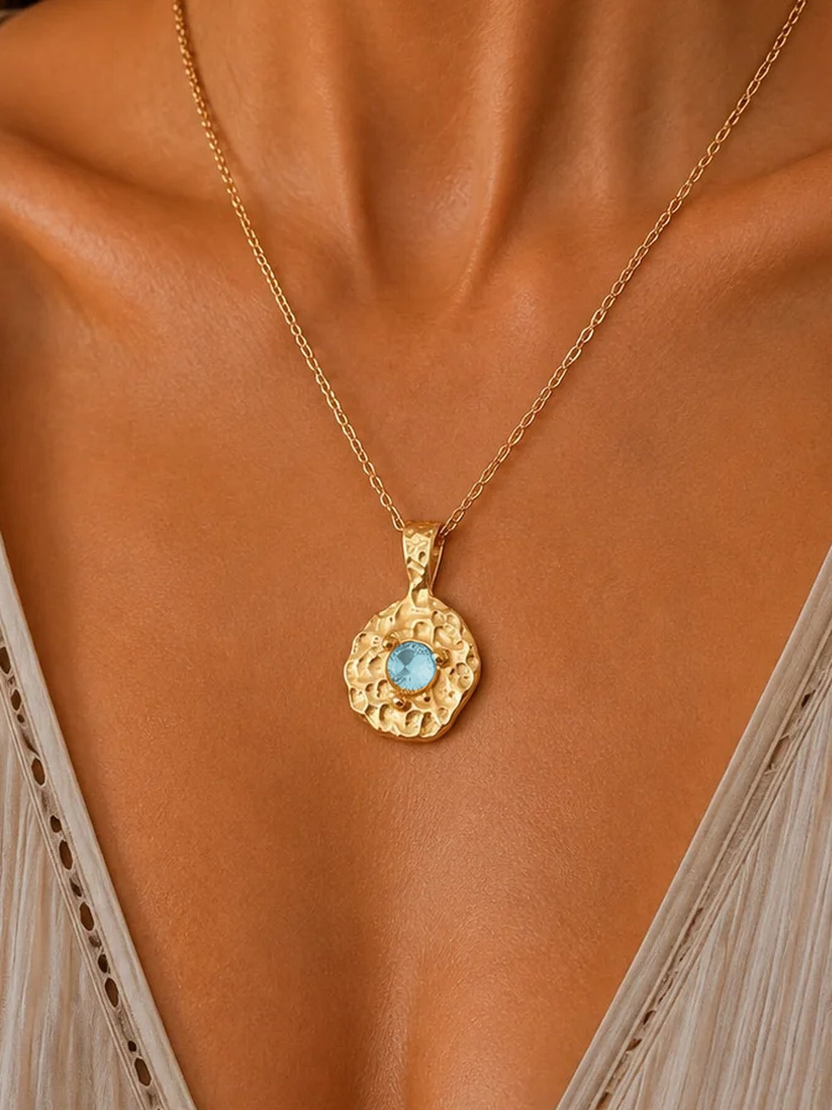 
                  
                    Solara March Birthstone Necklace – Aquamarine Blue Waterproof & Tarnish-Free
                  
                