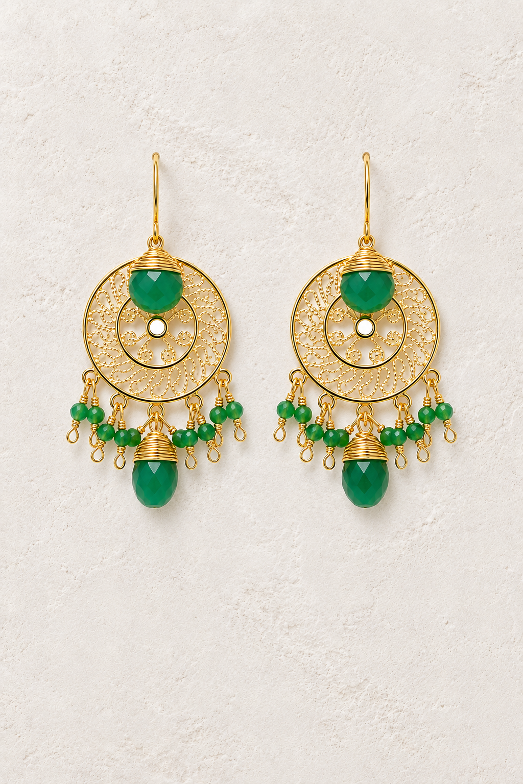 Soleil Green Jade genuine gemstone earrings