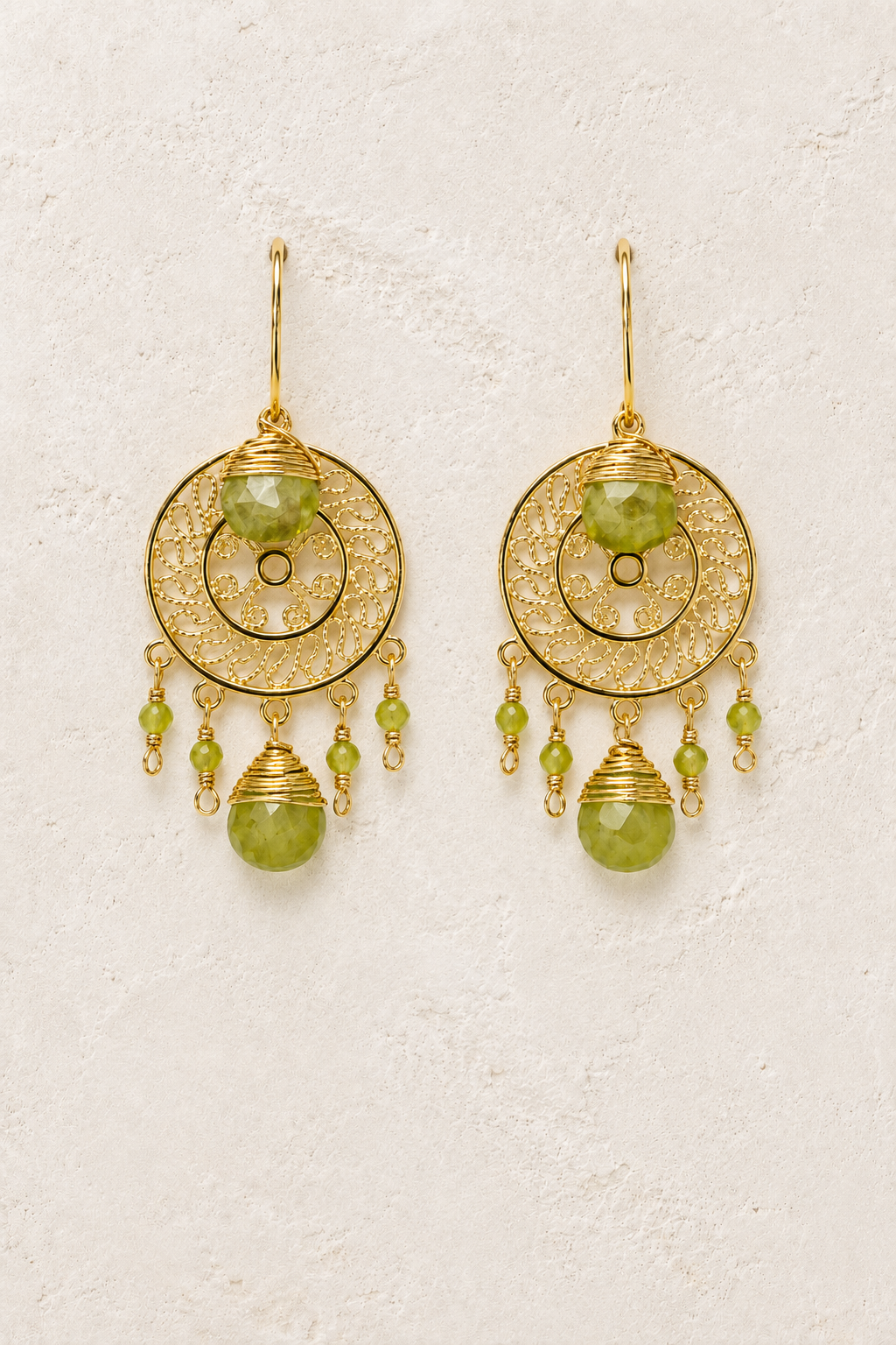 Soleil Prehnite genuine gemstone earrings