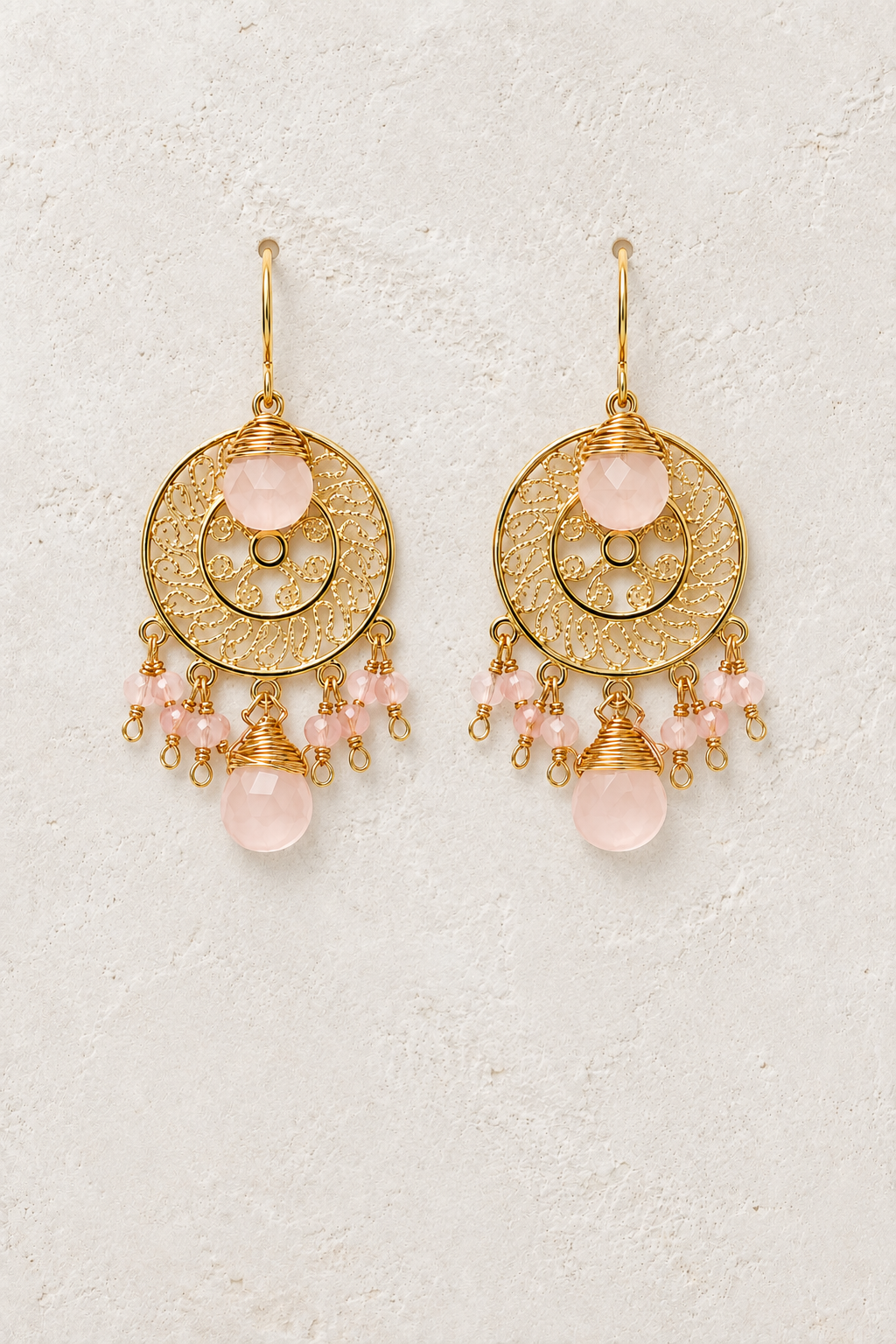 Soleil Rose Quartz genuine gemstone earrings