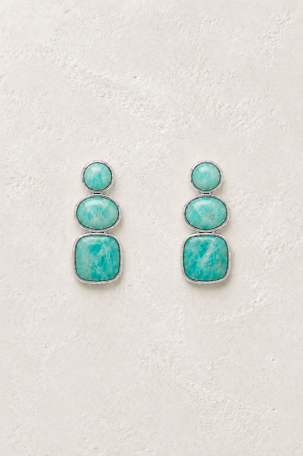 Solenne Silver Amazonite genuine gemstone stud earrings