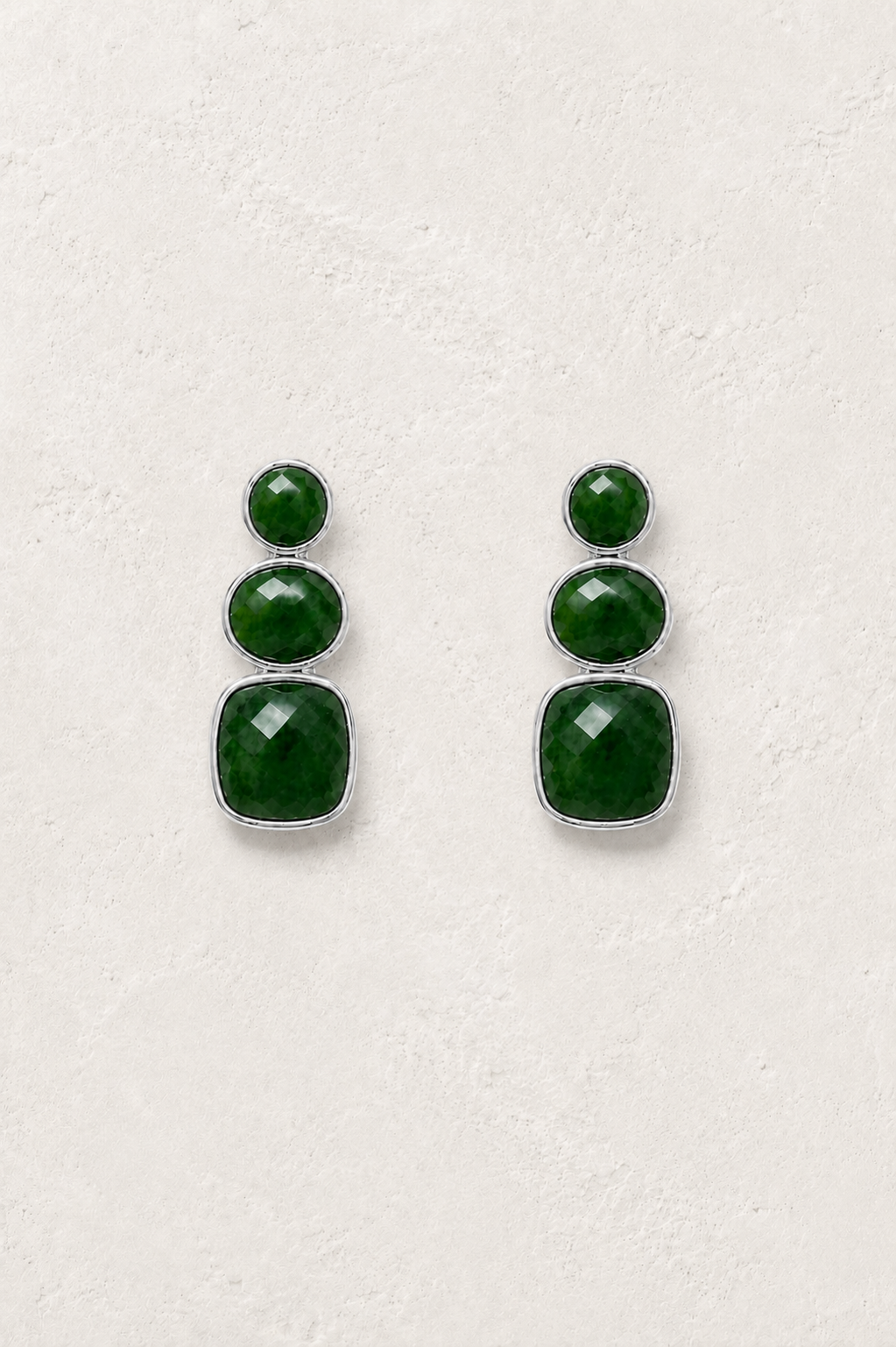 Solenne Silver Green Jade genuine gemstone stud earrings