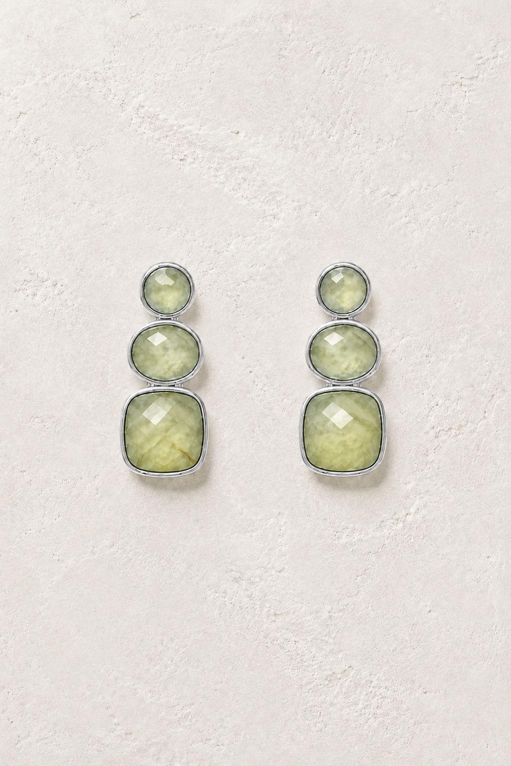 Solenne Silver Prehnite genuine gemstone stud earrings