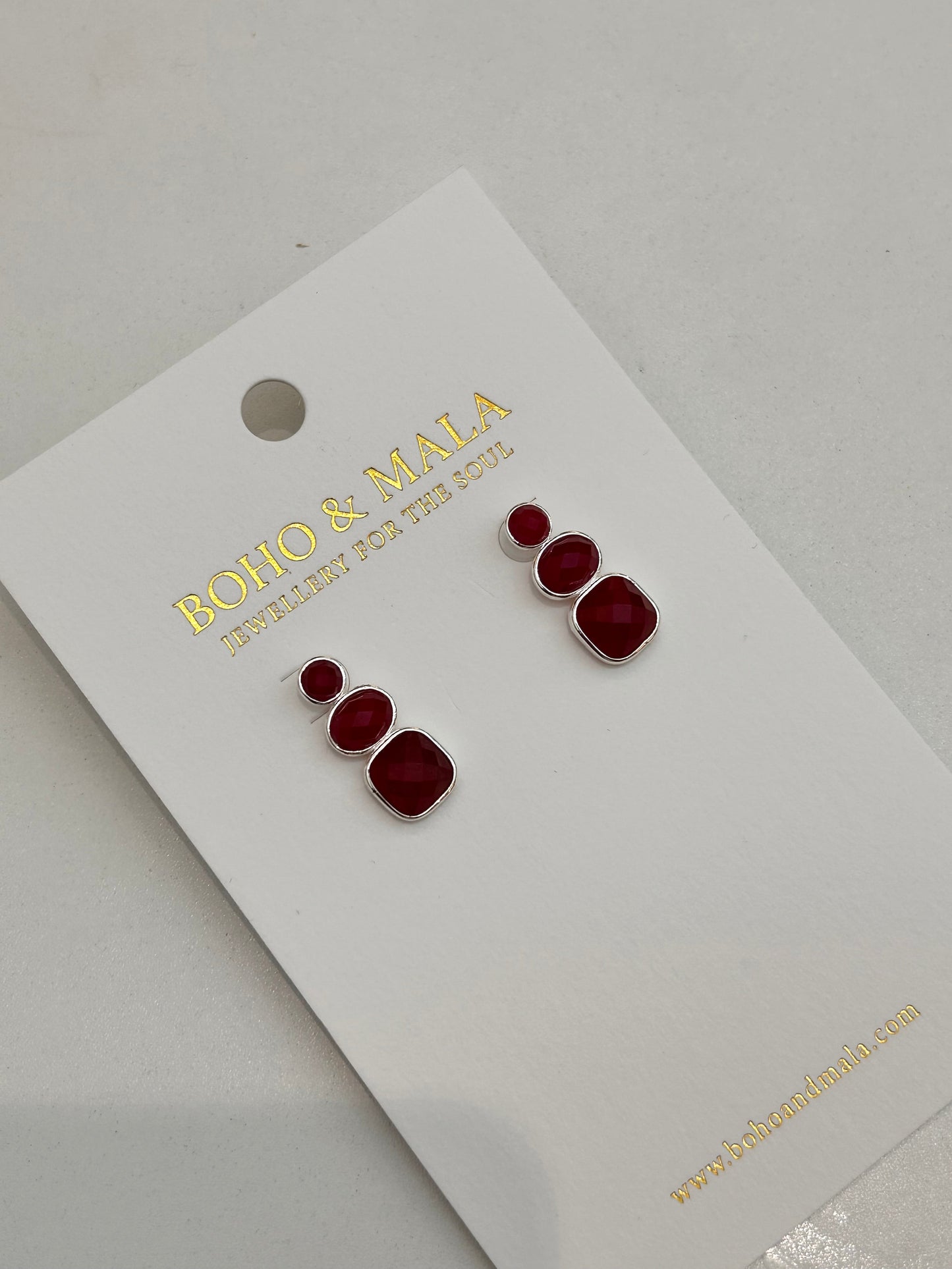 Solenne Silver Red Jade - Genuine Gemstone Earrings original product photo