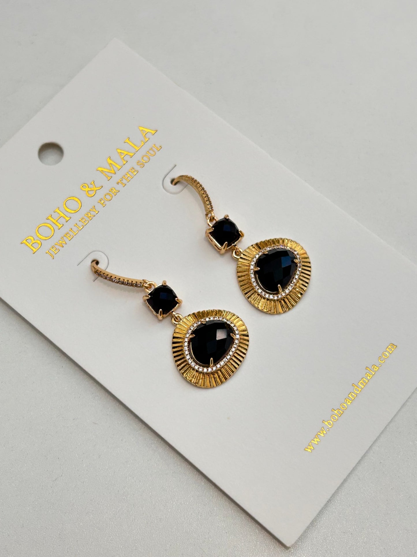 Valencia Black Obsidian Halo Drop Earrings original product photo