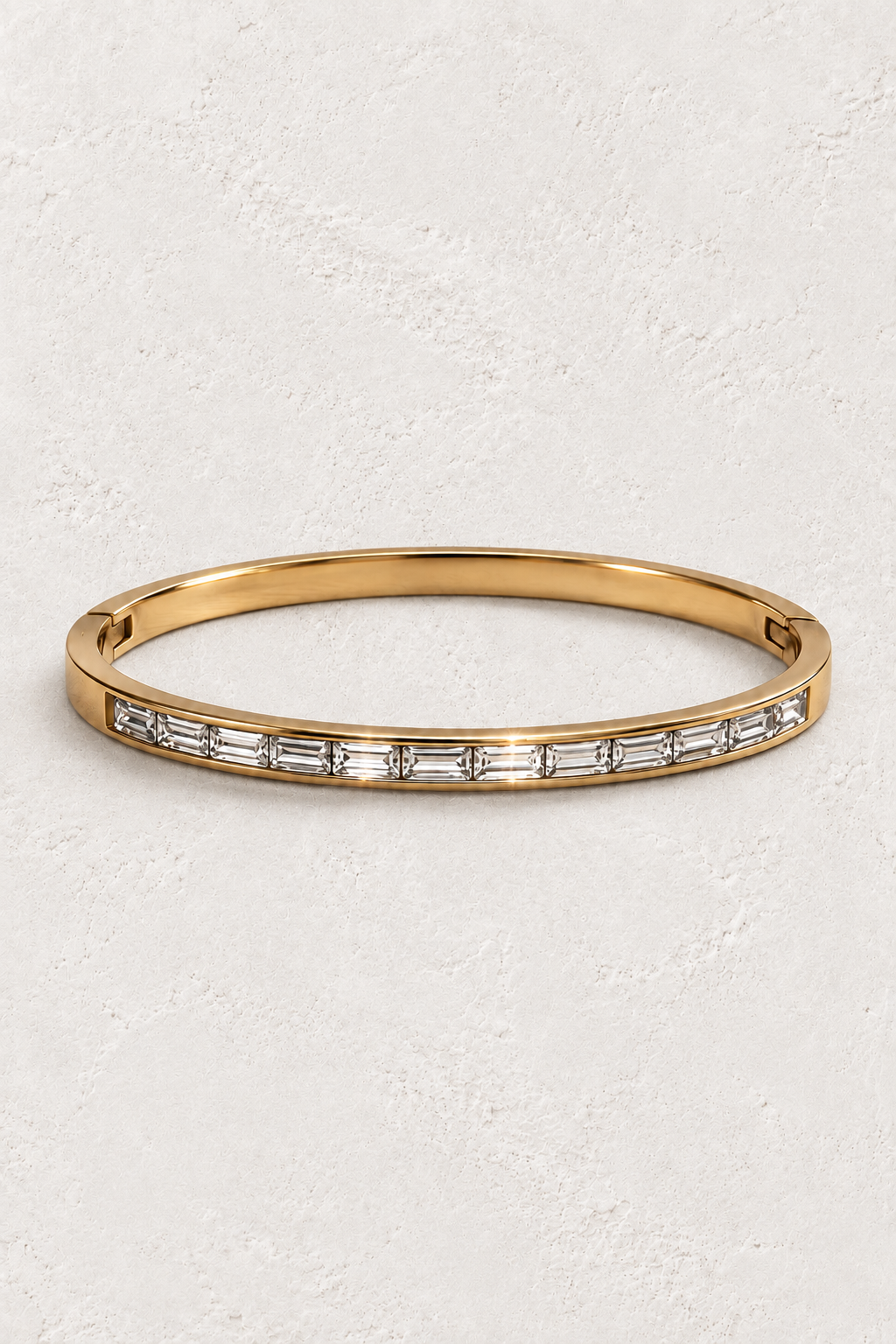 
                  
                    Vela Gold Baguette Crystal Bangle — approved off-white background 2:3 cover
                  
                