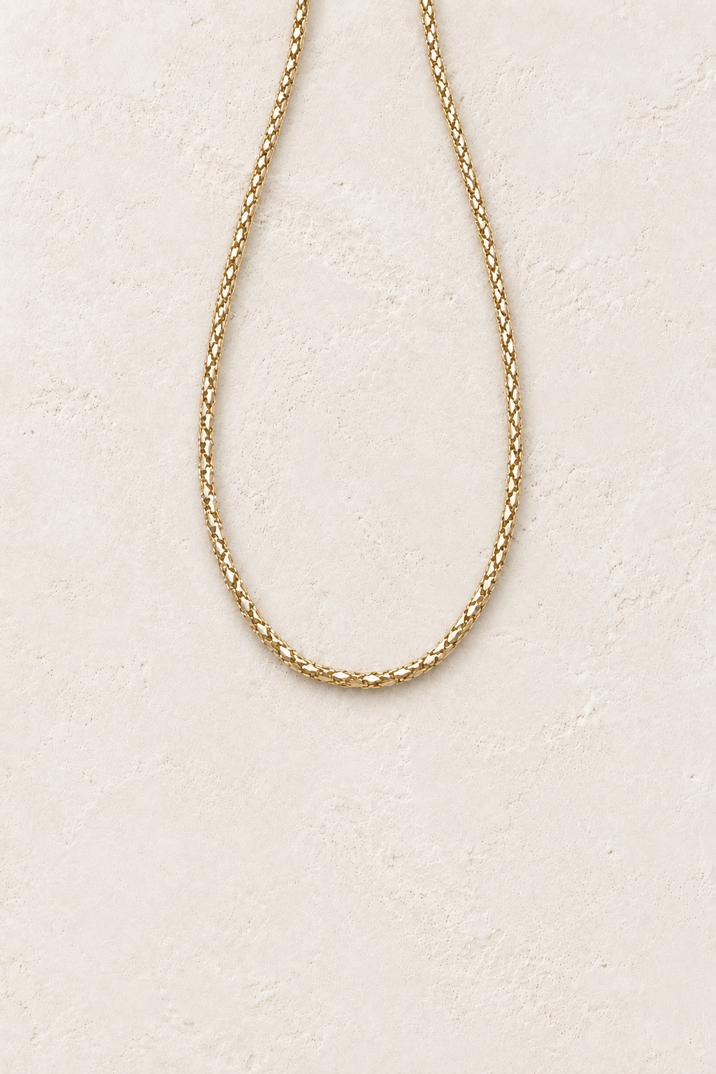 Gold Verona Textured Chain Necklace on cream plaster – Boho & Mala jewellery