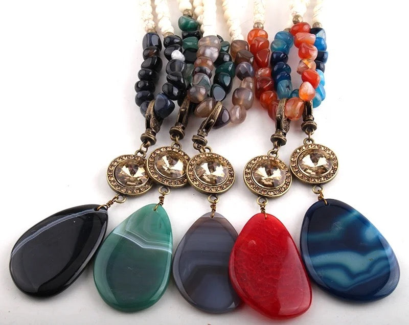 
                  
                    Boho & Mala Natural Black Stone Tribal Round Necklace
                  
                
