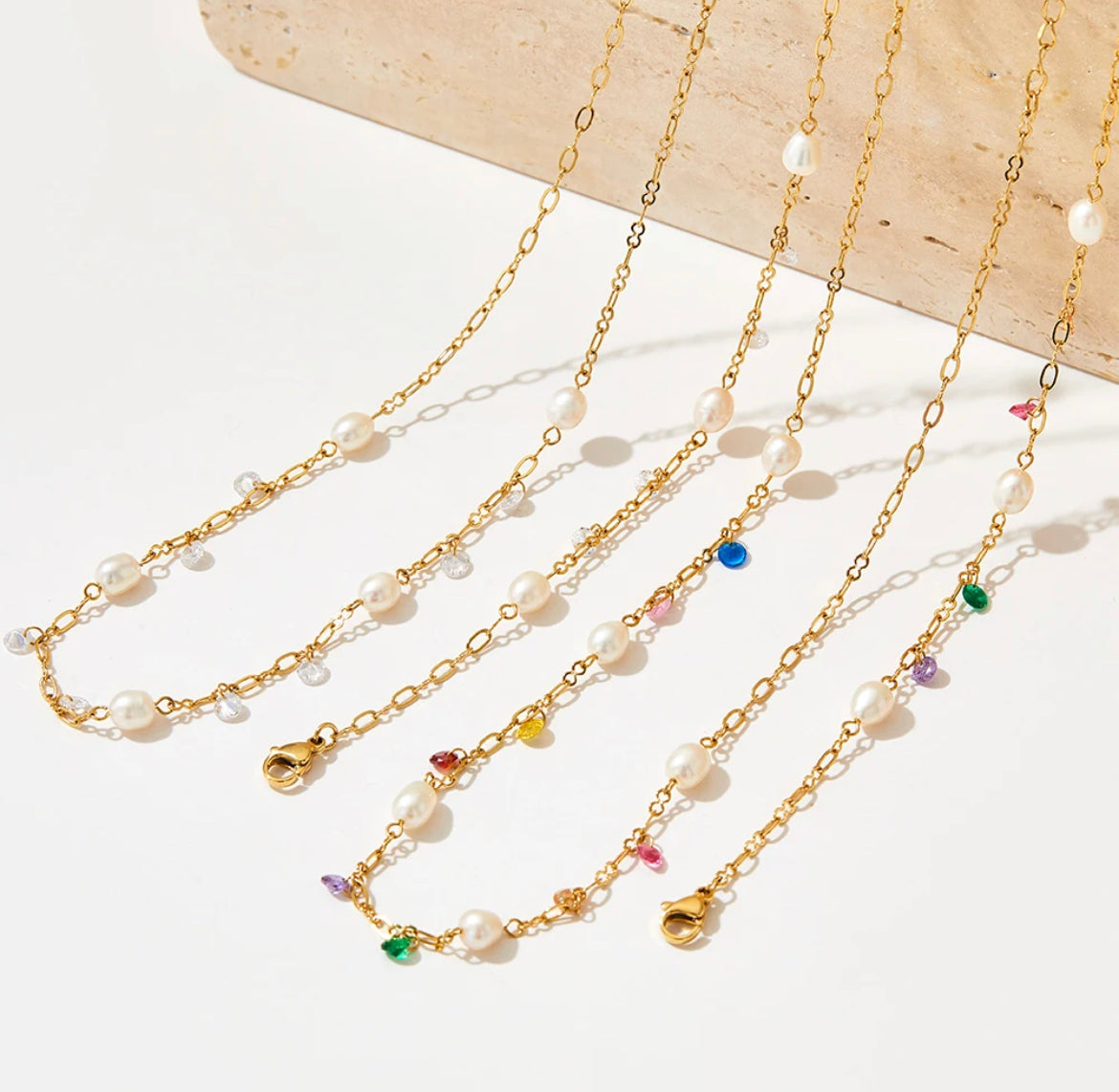 
                  
                    Silver Pearl & Colourful Crystal Necklace | Waterproof & Tarnish-Free
                  
                
